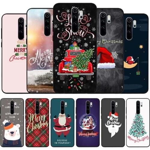 Merry christmas black Silicone Phone Case For Redmi note 9 8 7 Pro S 8T 7A Cover