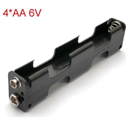 Battery Holder 4 x AA Long Strip Back Case 6V Dual Layers Double-sided Box 9V Button Plastic Storage Container Soldering Connect