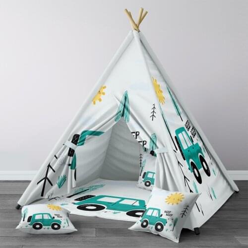 Play Tent for Kids Wigwam Portable Indoor Playground Tents Children Bedrooms Blue Beep Car Tree Model 1356