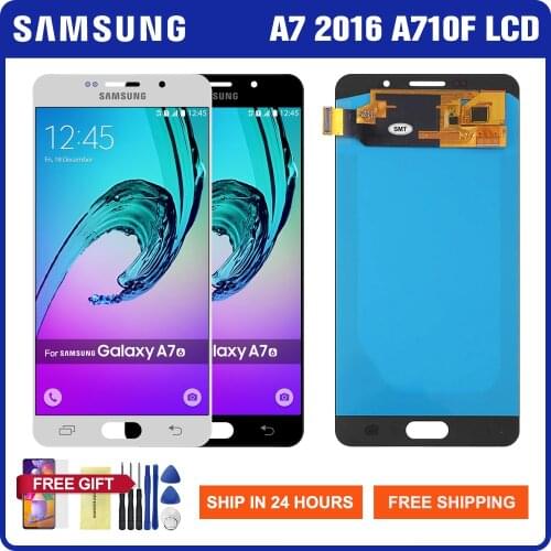 Super Amoled Screen For Samsung Galaxy A7 2016 A710 LCD Display Touch Screen Digitizer Assembly For Samsung A710 A710F A710F/DS