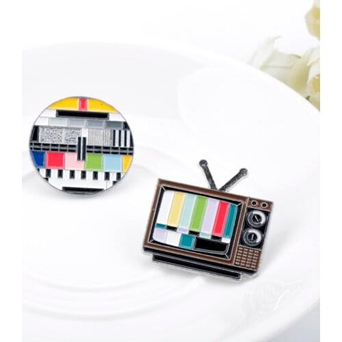 Antenna TV Enamel Pins Snowflake Screen No Sign TV Signal Television Denim Jackets Collar Badge Brooches Lapel Pins For Friends