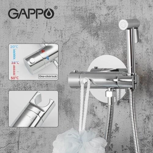 GAPPO Chrome Thermostatic Bidet Faucet Brass Toilet Spray Faucet Bidet Bathroom Bidet Shower Toilet Water Bath Shower Enema