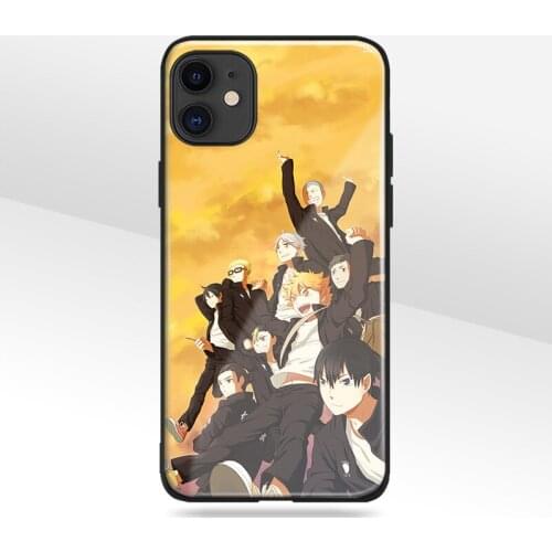 Haikyuu anime tempered glass soft silicone Phone case For iPhone SE 6s 7 8 Plus X XR XS 11 Pro Max cover shell