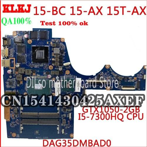 KLKJ DAG35DMBAD0 15-BC motherboar For HP 15-BC 15-AX Laptop Motherboard i5-7300hq CPU GTX1050-2GB 100% original