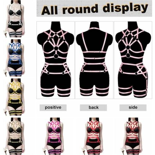 Pentagram Accessories Cage Bra Sexy Lingerie Sets Womens Underwear Exotic Costume Harness Fashion Dress Dance Rave Clothing
