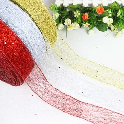 2 yards Christmas Decoration Ribbons Roll Lace Ribbon Wedding Party DIY Decoration Gift packaging accessories 50mm