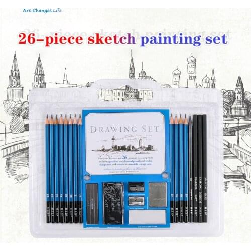 Multifunctional H&B26 Beginner Sketch Log Pencil Drawing Tool Set Art Painting Set Log Material Environmental Protection