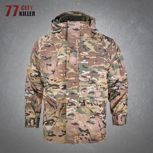 Camouflage Fleece Jacket Men Thicken Warm Waterproof Two-piece Coats Male Outdoor Windproof Wear-resistant Military Mens Jackets
