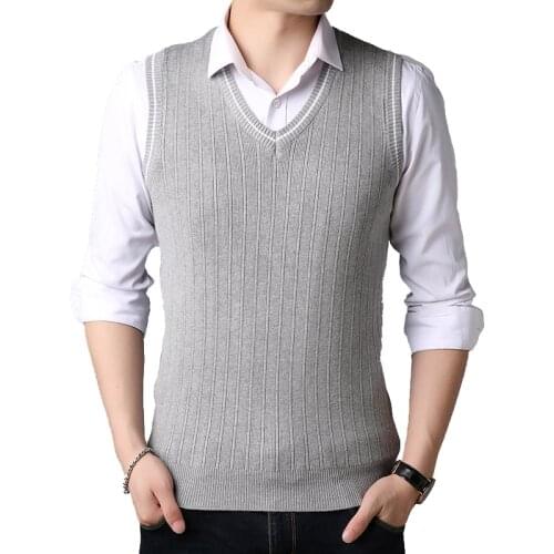 TFETTERS Men Clothes 2020 Autumn Winter Sweater Mens Knitwear Autumn Wear Fashion Sweater V-Neck Sleeveless Vest Sweaters