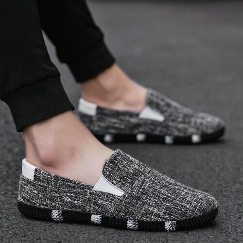 2021 New Fashion Summer Mens Casual Shoes Trendy Linen Mens Shoes Male Trendy Shoes Flat Pedal Breathable Cloth Shoes Plus Siz