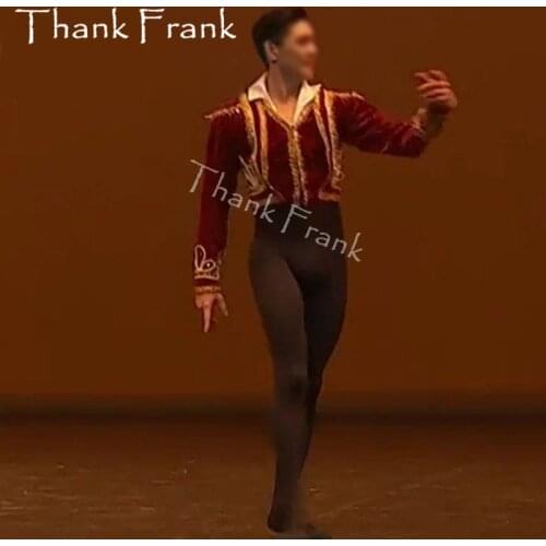 New Custom Made Man Ballet Jacket Tops Male Prince Dance Costumes Professional Ballet Coat For Boys Ballet Tunic Costume C574