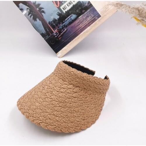 Wholesale Summer Woman Empty Top Straw Sunshade Casual Outing Fashion Leisure Beach Holiday Visor Cap Twist Braid Sun Hats