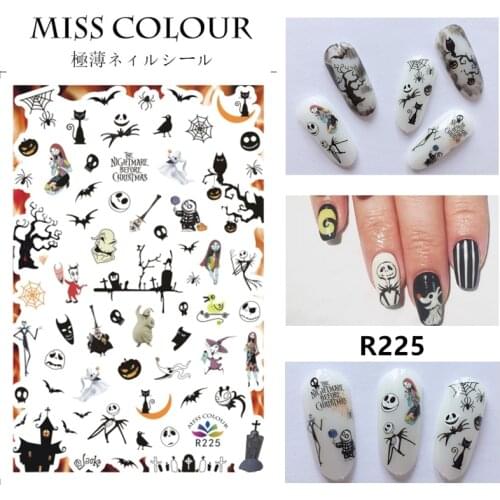 1pc Halloween water transfer nail art stickers decals nails decorations manicure tools pumpkin skull design