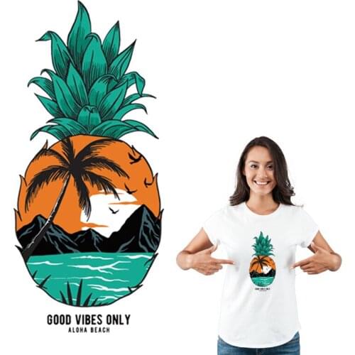 Beach Pineapple Iron On Transfer Fashion Thermal Transfer T-Shirt Dresses New Design Diy Hot Tear Stickers Over Powder Patch