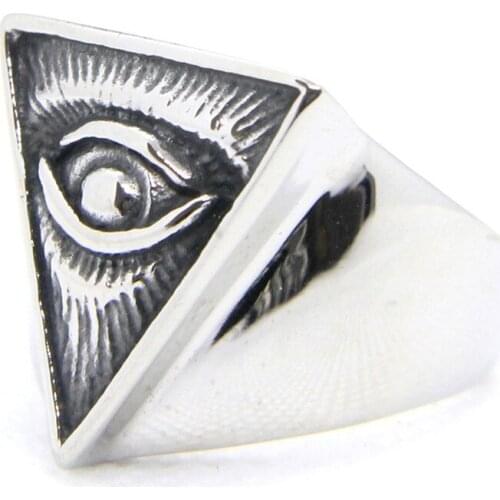 Support Dropship Newest Triangle Eye Ring 316L Stainless Steel Fashion Punk Jewelry Ring