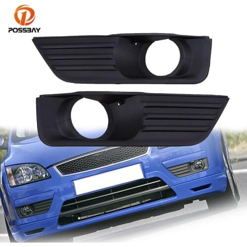 POSSBAY Car Front Lower Bumper Grilles Black Fog Light Protection Cover Hole Grills Car Styling for Ford Focus MK2 2005-2008