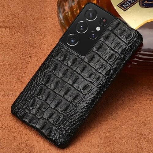 LANGSIDI Luxury Crocodile phone case For samsung galaxy s21 ultra s20FE coque Genuine leather cover For Galaxy s21 plus note 20