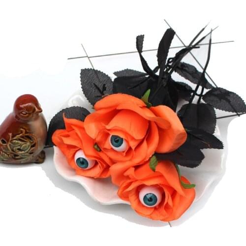 Rose Artificial Latex Real Bride Flower Eyeball Black Wedding Bouquet Home Decor 1pc Halloween Ghost Party Festival Photo Props