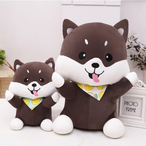 Happy Brown Husky Dog Plush Stuffed Toys Children Toys Soft Pillow Plushie Kawaii Room Decor Children Kids Friend Birthday Gift