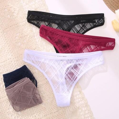 Sexy Hollow Out Lace Panties for Women Ladies Mesh G-String Low Rise Thongs Female Transparent Underwear Girls Intimate Lingerie
