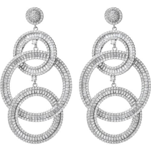 European and American fashion temperament long fringed zircon earrings female / girl wedding party new bride jewelry earrings