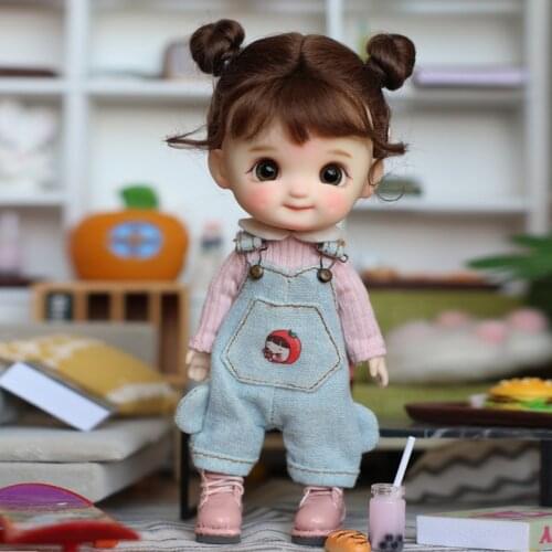OB11 Doll Cute Makeup Joint Doll STODOLL Egg Doll Ponytail Wig 1/12 1/8bjd Doll Head Includes:doll Head+wig+clothes+body+shoes