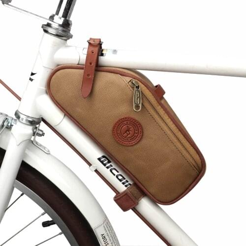Tourbon Bike Frame Tube Bag Bicycle Saddle Pouch Seat Tail Carrier Brown Waxed Canvas Waterproof Cycling Accessories