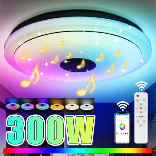 300W RGB Dimmable Music Ceiling Lamp Remote & APP Control Smart Colorful Ceiling Lights Home bluetooth Speaker Lighting Fixture