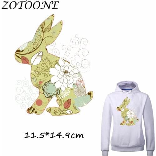 ZOTOONE Iron on Patches Easter Rabbit Heat Transfer Patch for Clothing T Shirt Beaded Applique Clothes DIY Accessory Decoration