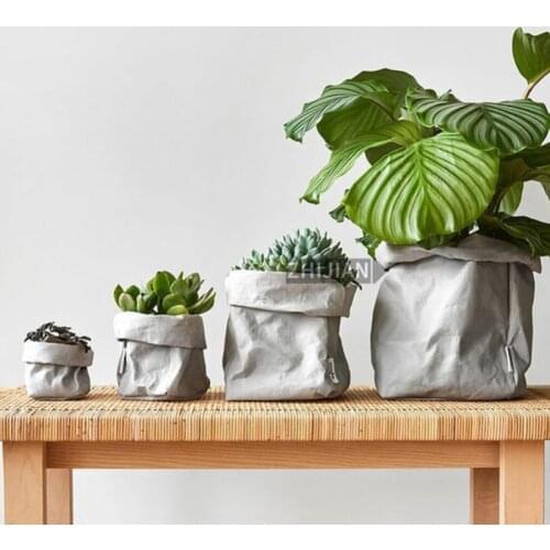 Succulents Flower Pot Office Creative Desktop Planter Pot Kraft Paper Storage Baskets Reusable Cosmetics Organizer Container