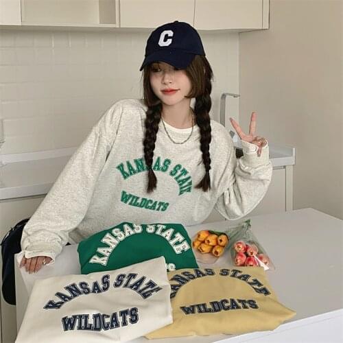 Thin Pullover Sweatshirt Women Fashion Autumn Designer Loose Crewneck Sweatshirts Harajuku Letter Hoodie Mujer 2021 Kpop Clothes