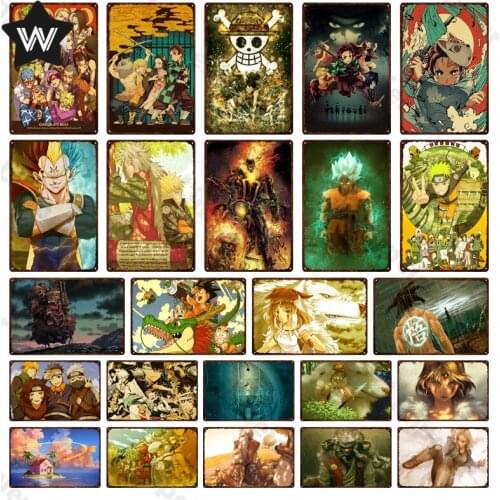 Japanese Anime Vintage Decoration Plaques Metal Tin Sign Retro Hot Sale Cartoon Metal Sign Man Cave Club Plate Decor Accessories