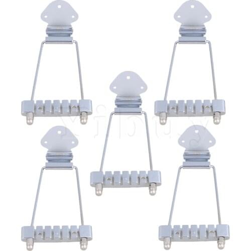 Yibuy 5PCS Chrome Trapeze Tailpiece for 6 String Guitar 10mm String Spacing