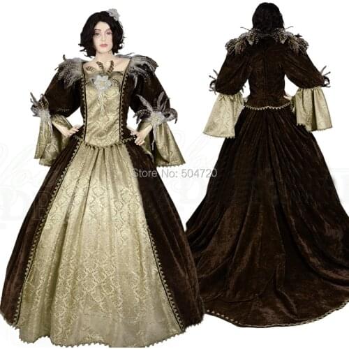 Customer to order!Brown Civil War Renaissance Gothic Theater Dress medieval regency Halloween Gown Ball dress HL-168