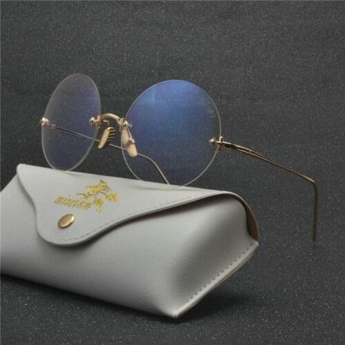 Rimless round Hip-hop Women Sunglasses Transparent Fashion Brand Designer Sunglasses Lady Clearly Large Metal Frame UV400 NX