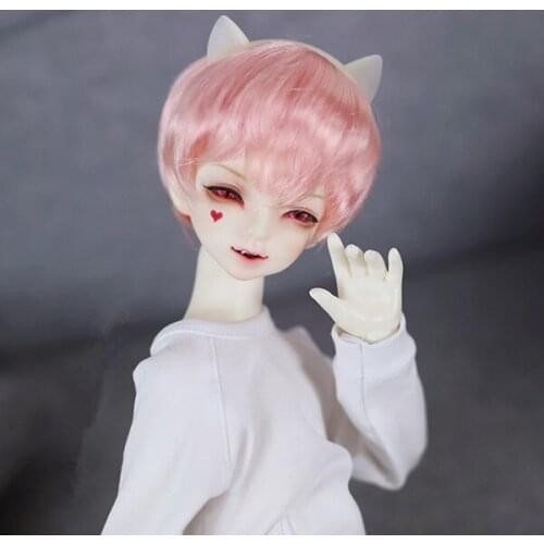 1/3 1/4 1/6 size BJD.MDD doll wig imitation mohair cherry pink teen short hair doll accessories