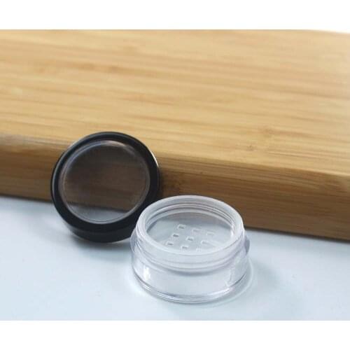 100pcs/lot PS plastic 10ml /5g loose powder jar with sifter, cosmetic refill pot
