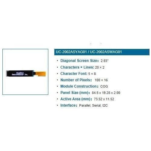 2.93" inch 100x16 1602 Yellow Light Beads OLED Display Module UC-1602ASYCG01 x 20pcs