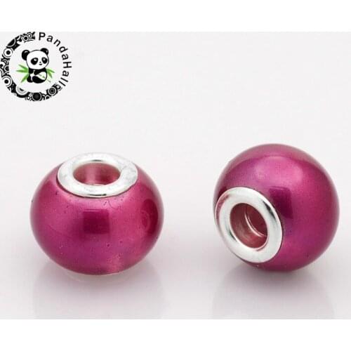 20pcs Spray Painted Glass European Beads with brass core large hole beads for Making European Style Jewelry