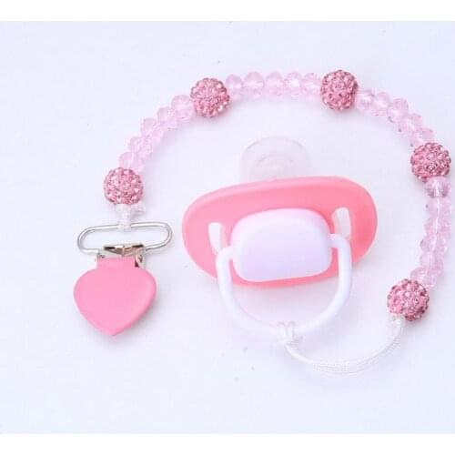 200pcs Crystal Baby Pacifier Clips Soother Holder Anti Folder Pacifier Clip Chain Nipple Holder Baby Hook Hanging Strap