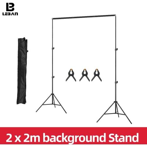 2x2m 6.5ft*6.5ft Backdrop Background Frame Light Stand + 3pcs Clip + Carry Bag Backgrounds Stand Studio Kit