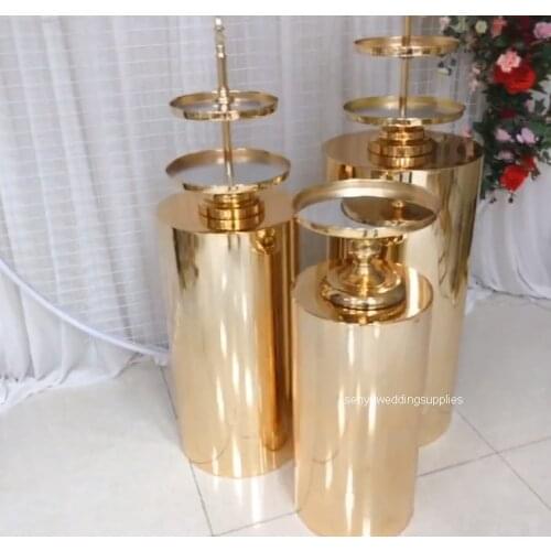 3pcs /5pcs a set floor standing gold metal aisle pillar for stage backgroup decoration senyu1721