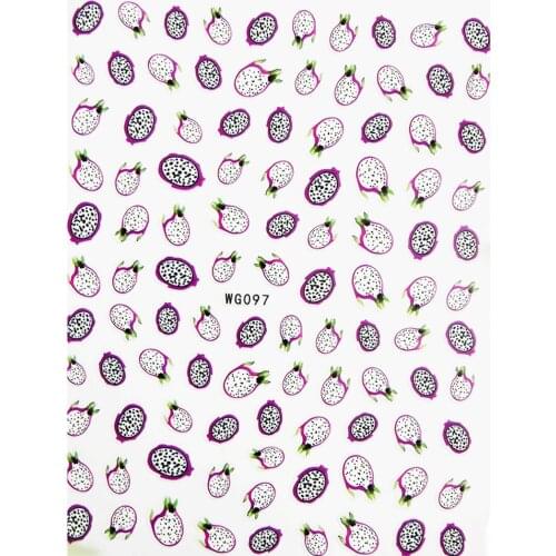 3D Nail stickers Purple Dragon Fruit Fresh Fruits Sliders for Nails Foil Design Self Adhesive All for Manicure Accessories Tips