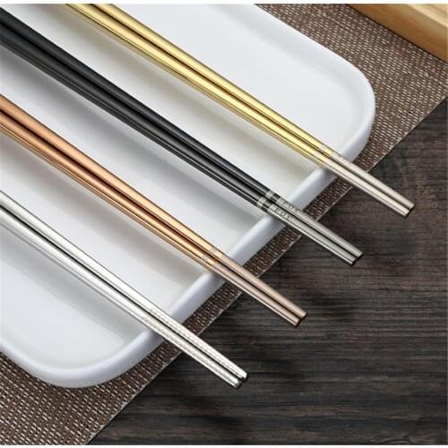 4 Pair/Lot Luxury Stainless Steel Chopstick Set Metal Chinese Silver Child Chopsticks For Kids Sushi Food Sticks Tableware