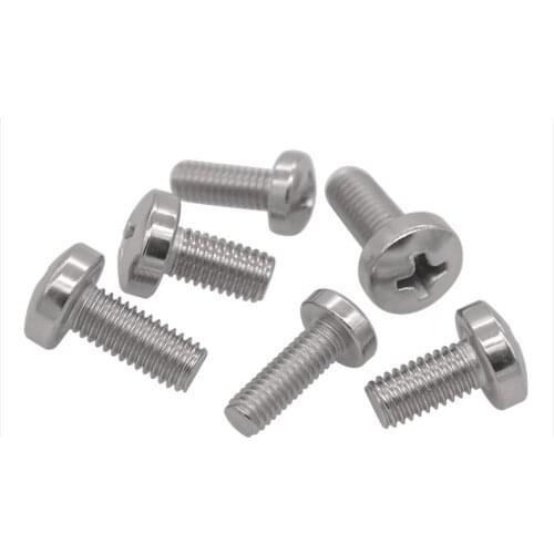 50Pcs M2 M2.5 M3 M4 DIN7985 GB818 304 Stainless Steel Cross Recessed Pan Head PM Screws Phillips Screws