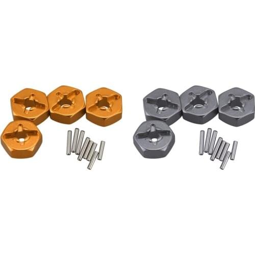 8Pcs Aluminum Alloy 12Mm Combiner Wheel Hub Hex Adapter Upgrades For Wltoys 144001 1/14 RC Car Parts,Yellow & Grey