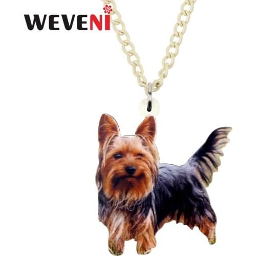 WEVENI Statement Acrylic York Yorkshire Dog Necklace Pendant Chain Collar Fashion Pet Jewelry For Women Girls Teens Decoration