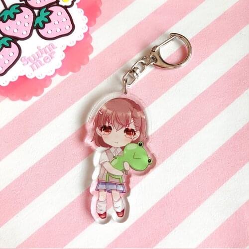 Anime Acrylic Keychain Toaru Majutsu No Index Keychain Misaka Mikoto Cannon Sister Transparent Key Pendant
