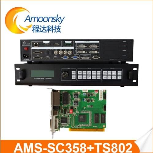 Amoonsky external hdmi matrix 4k hdmi video wall processor sc358 installed linsn ts802 used with led display receiving
