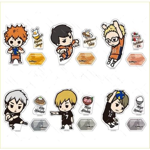 Anime Haikyuu!! Hinata Shoyo Tobio Kageyama Kei Tsukishi Double Plug Acrylic Figure Stand Display Model Plate Table Decor Cute